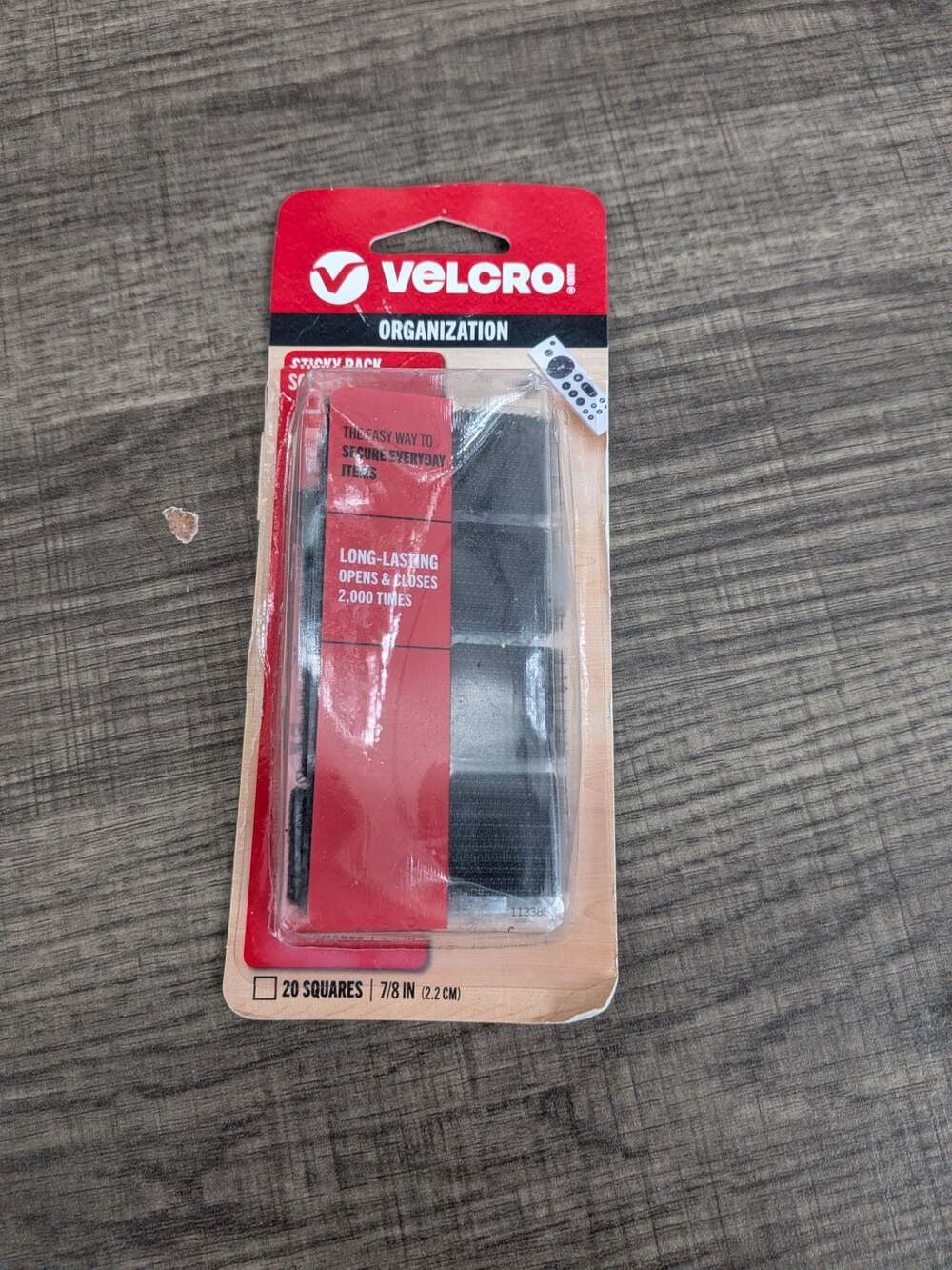 VELCRO Brand Sticky Back Squares 7/8 in 20 Count Black